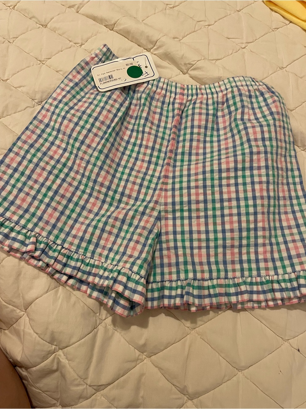 Florence Eiseman Pastel Plaid Cotton Shorts - Pink, Blue & Green